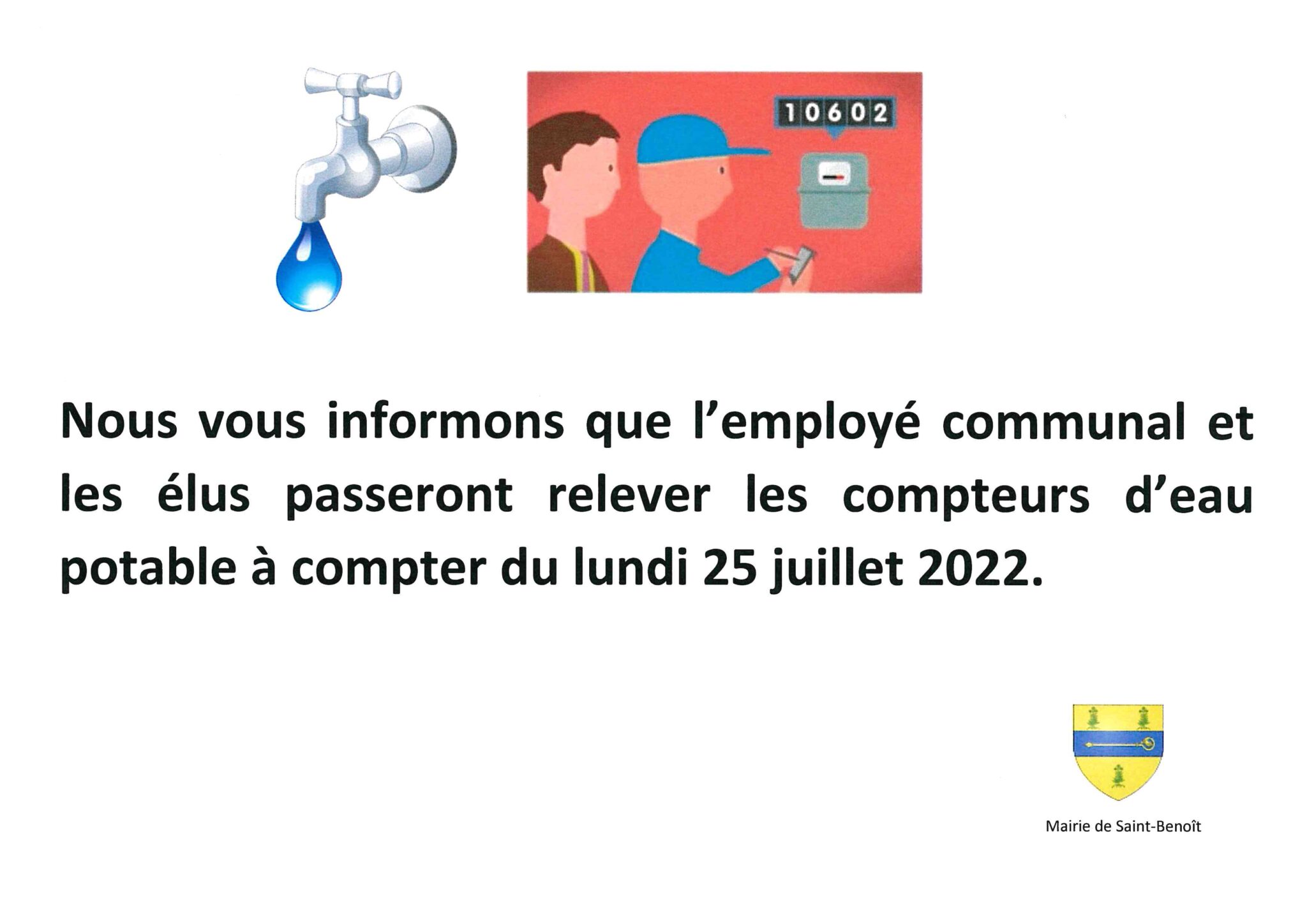 Relev Des Compteurs D Eau Mairie De Saint Benoit Site Officiel