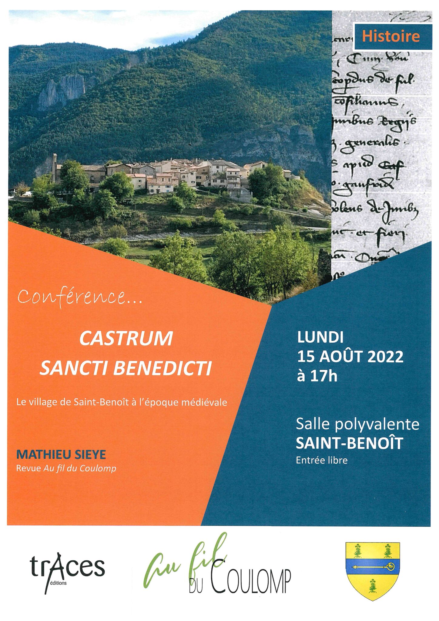 Conférence " Le village de SaintBenoit à l'époque médiévale" Mairie de SaintBenoit, site