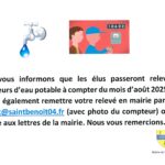 Relevés des compteurs d’eau