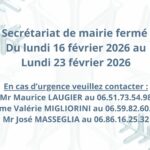 Secrétariat de mairie fermé du 16/02 au 23/02